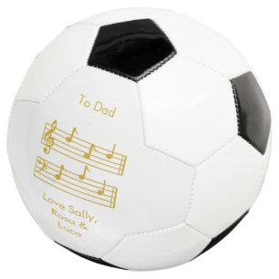 DAD MUSIC LOVER, MUSICAL SCORE NOTES WHITE GOLD FOOTBALL