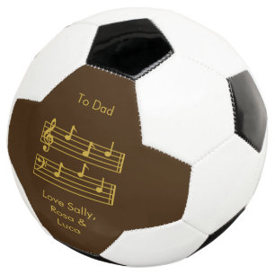DAD MUSIC LOVER TREBLE BASS CLEF BROWN GOLD TEXT FOOTBALL
