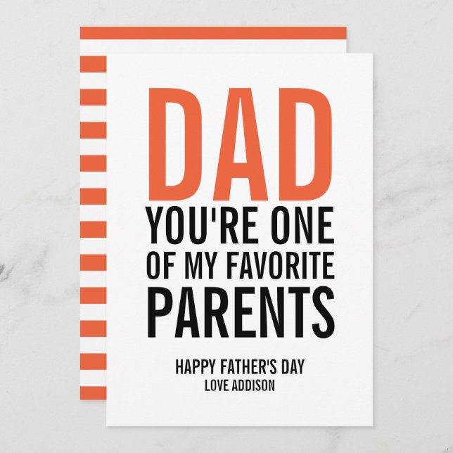 Dad My Favourite Parent Father's Day Card (Front/Back)