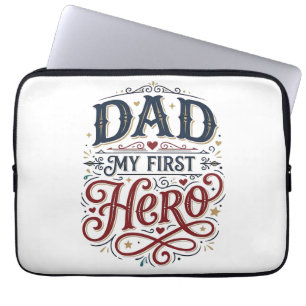 Dad My First Hero Vintage Typography Shirt_1 Laptop Sleeve