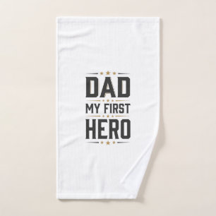 Dad My First Hero Vintage Typography Shirt Design_ Hand Towel