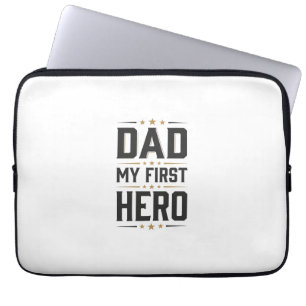 Dad My First Hero Vintage Typography Shirt Design_ Laptop Sleeve