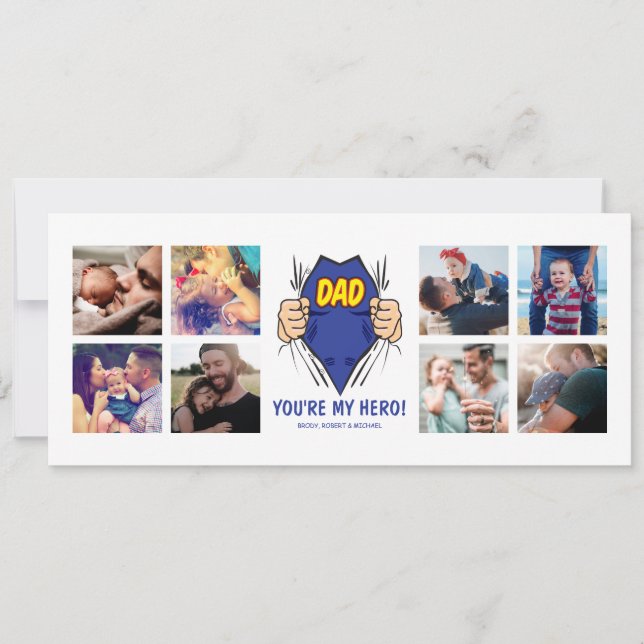 Dad My Hero Happy Father's Day Holiday Card (Front)