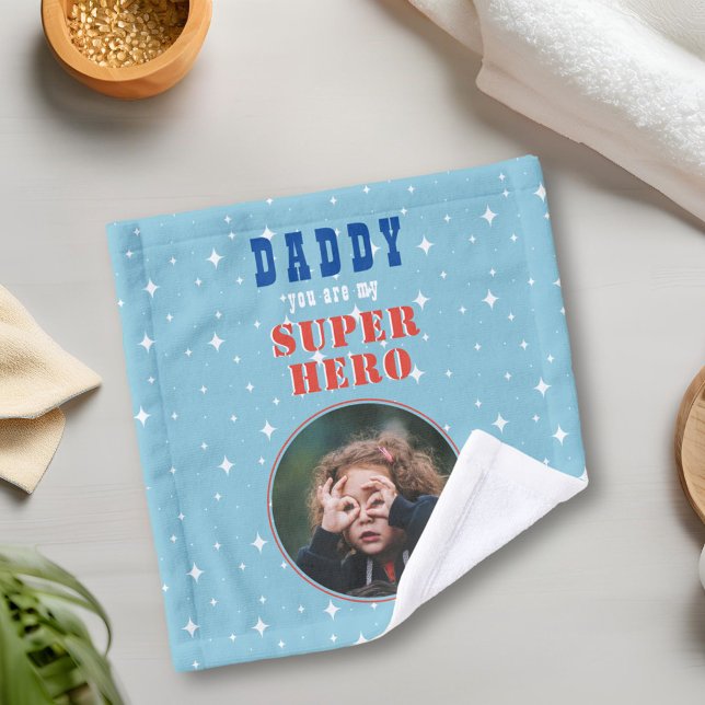 Dad my Superhero Fun Photo Fathers day Wash Cloth (Creator Uploaded)