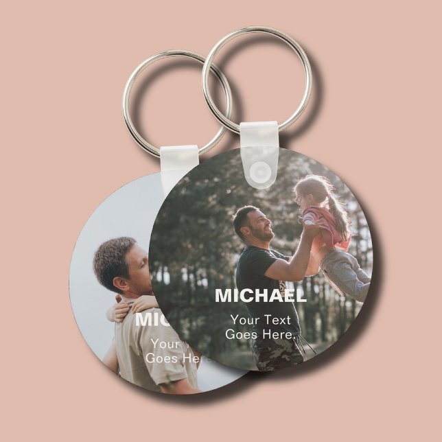 Dad Name 2 Photo Simple Key Ring (Creator Uploaded)