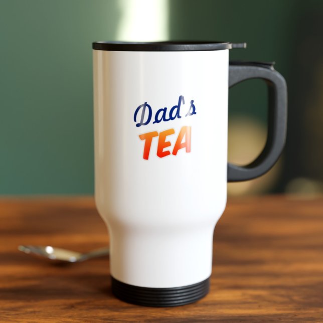 Dad Name Tea No Sugar Stylish Travel Mug (Perfect travel mug for the dad that doesn't take any sugar in his tea)