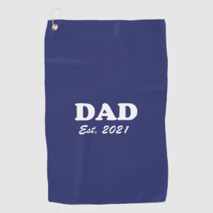 Dad navy blue custom established date modern golf towel