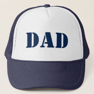 Dad navy blue & white modern typography cool trucker hat