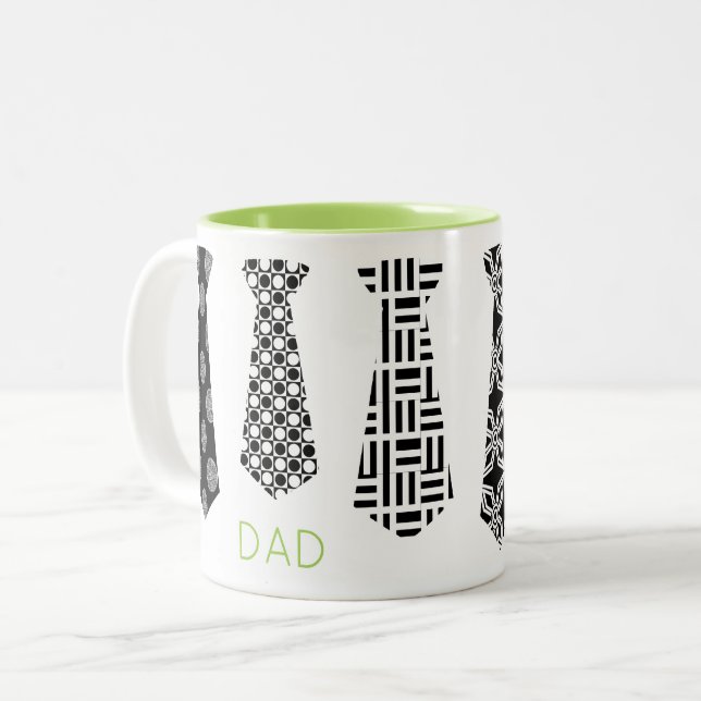 Dad Neck Tie Fathers Day Office Boss Two-Tone Coffee Mug (Front Left)