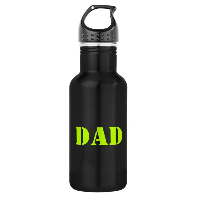 Dad neon green & black Modern typography cool 532 Ml Water Bottle (Front)