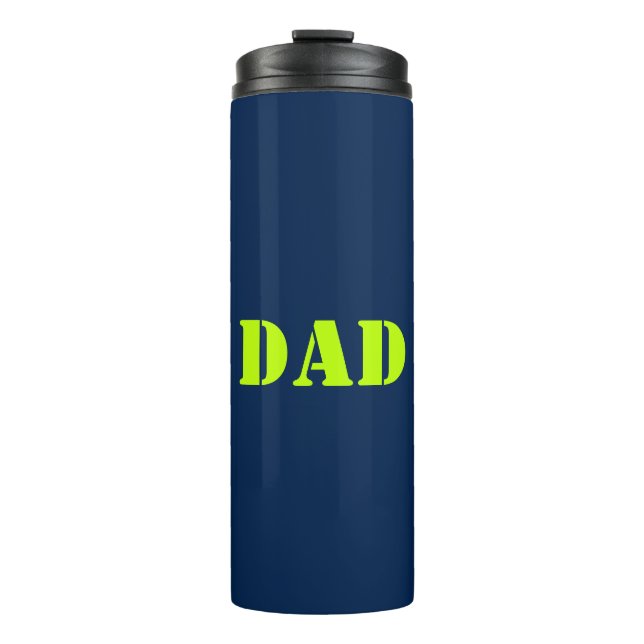 Dad neon green navy blue modern typography cool thermal tumbler (Front)
