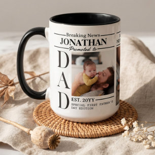 Dad Newspaper Photo Collage First Father's Day Mug
