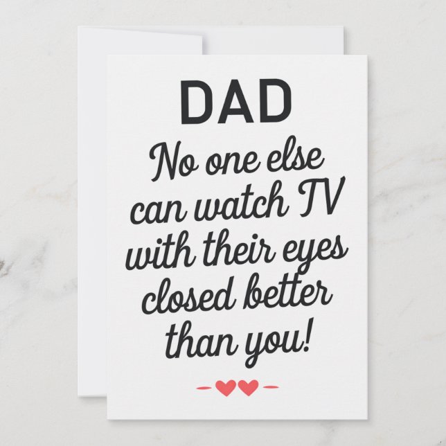 Dad No One Else Can Watch Tv With Their Eyes Close Holiday Card (Front)