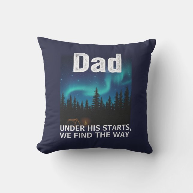 Dad Northern Lights Camping Customizable Cushion (Front)