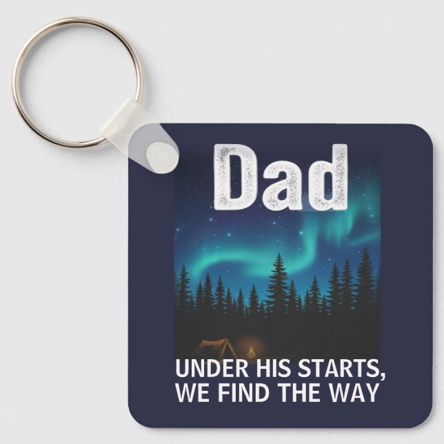 Dad Northern Lights Camping Customizable Key Ring (Front)