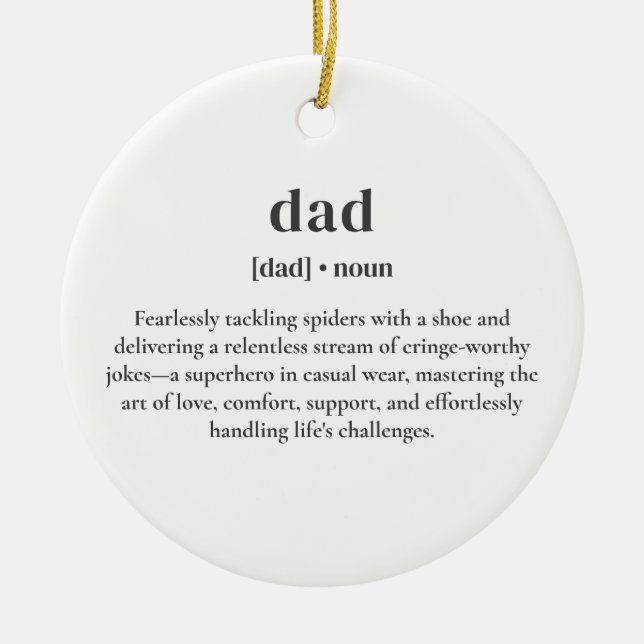 Dad Noun Funny Definition Father's Day Ceramic Tree Decoration (Front)