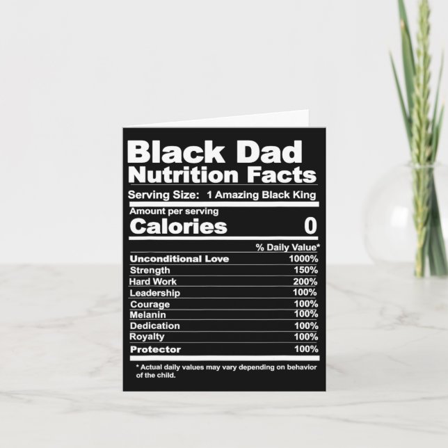 Dad Nutrition Facts  Card (Front)
