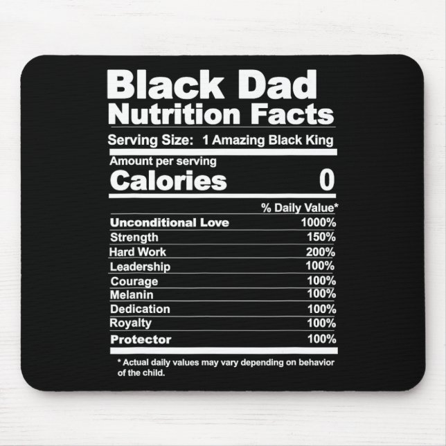 Dad Nutrition Facts  Mouse Mat (Front)