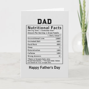 Dad Nutritional Facts fathers day gifts Card