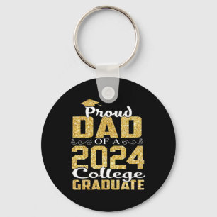 Dad Of 2024 Graduate College Shirt Graduation Key Ring