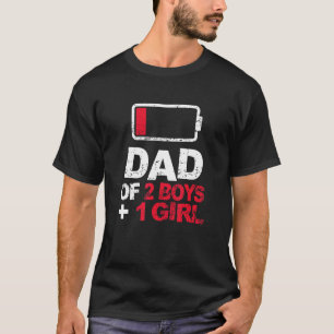 Dad Of 2 Boys And 1 Girl Vintage Dad Battery Low T-Shirt