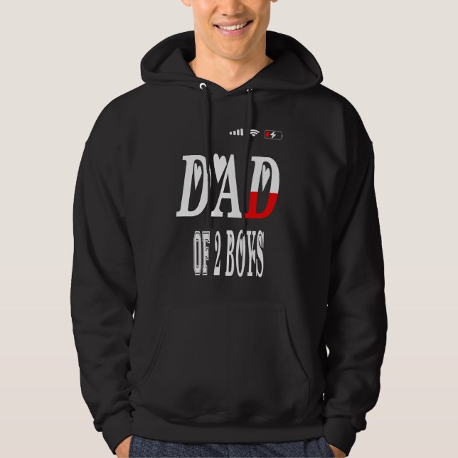 DAD of 2 Boys father or grandpa of 2 kids  13 Hoodie (Front)