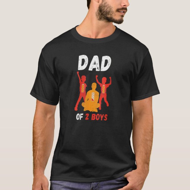 Dad Of 2 Boys Fully Charge Father Drained Energeti T-Shirt (Front)