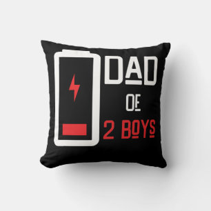 Dad of 2 Boys Low Battery from Son Father's Day Cushion