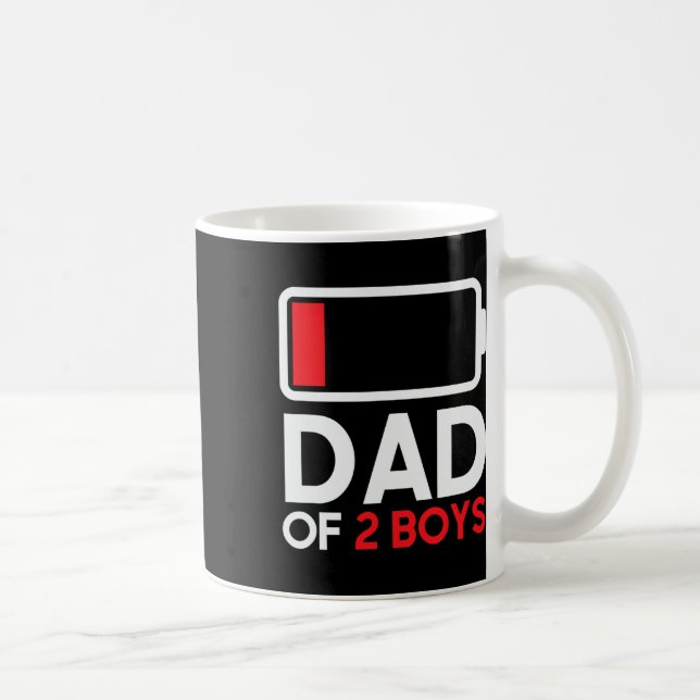 Dad Of 2 Boys Low Ttery Funny Fathers Day For Men  Coffee Mug (Right)