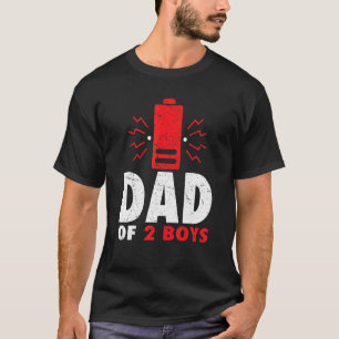 Dad Of 2 Two Boys Low Battery Father's Day T-Shirt