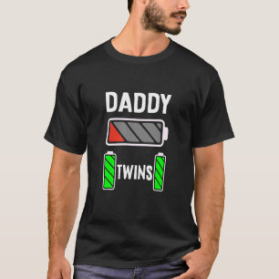 Dad Of 2 Two Boys Low Battery  For Father's Day T-Shirt