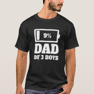 Dad Of 3 Boys Tired Dad Father Low Battery Father' T-Shirt