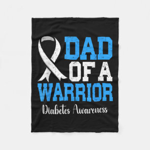 Dad Of A T1d Warrior Diabetes Awareness Blue Ribbo Fleece Blanket