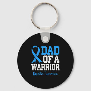 Dad Of A T1d Warrior Diabetes Awareness Blue Ribbo Key Ring