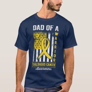 Dad of A Warrior Childhood Cancer Awareness Gold R T-Shirt