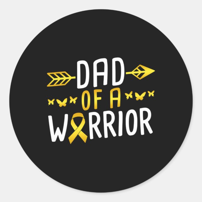Dad Of A Warrior Childhood Cancer Survivor  Classic Round Sticker (Front)