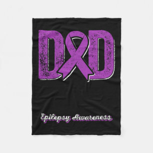 Dad Of A Warrior Epilepsy Dad Purple Ribbon Suppor Fleece Blanket