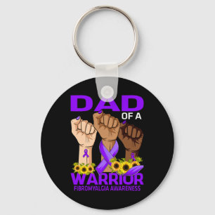 Dad Of A Warrior Fibromyalgia Awareness Sunflower Key Ring