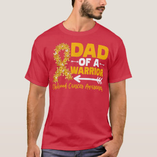 Dad Of A Warrior Floral Ribbon Childhood Cancer Aw T-Shirt