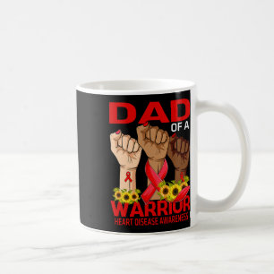 Dad Of A Warrior Heart Disease Awareness Sunflower Coffee Mug