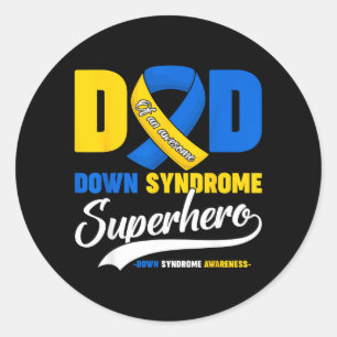 Dad of an Awesome Down Syndrome Superhero Sons Classic Round Sticker