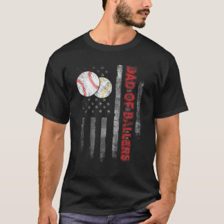 Dad Of Ballers American Flag Baseball Softball Gif T-Shirt