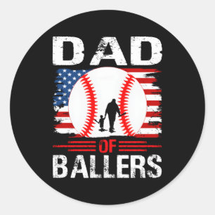 Dad Of Ballers Baseball Father'S Day Classic Round Sticker