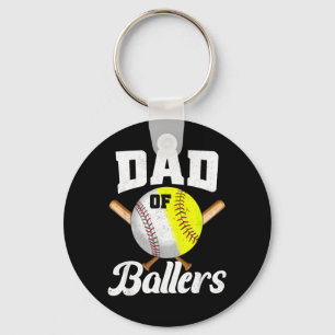 Dad of Ballers Baseball Softball Fathers Day Key Ring