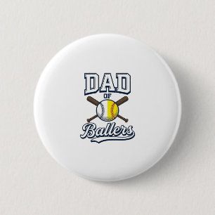 Dad of Ballers Baseball Softball Vintage Design_1 6 Cm Round Badge