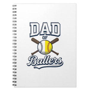 Dad of Ballers Baseball Softball Vintage Design_1 Notebook