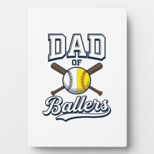 Dad of Ballers Baseball Softball Vintage Design_1 Plaque