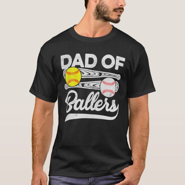 Dad Of Ballers Fathers Day Baseball Softball Dad C T-Shirt (Front)