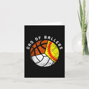 Dad Of Ballers Fun Softball Volleyball Basketball Card