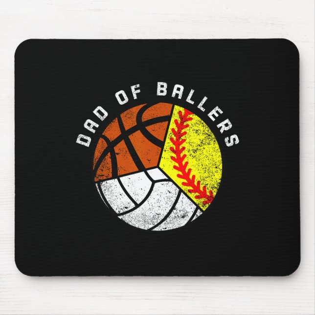 Dad Of Ballers Fun Softball Volleyball Basketball  Mouse Mat (Front)